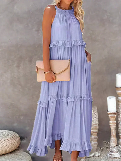 Elle | Maxi dress with halter neck and ruffles