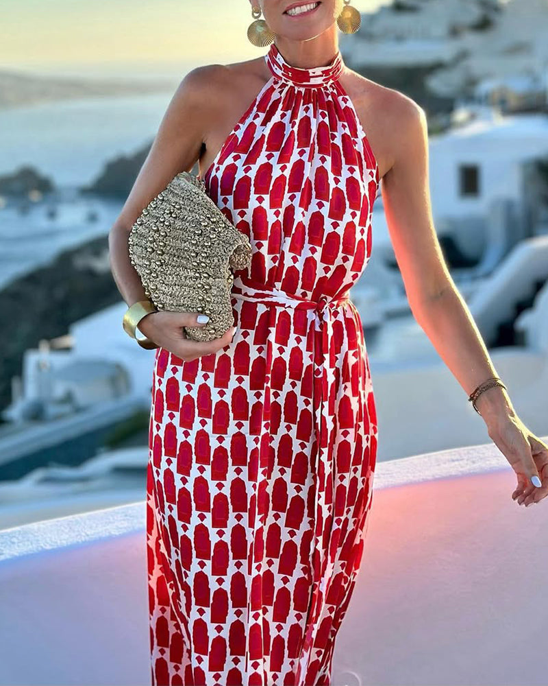 Elle | Sunset halter neck dress