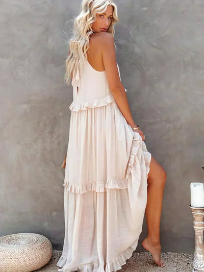 Elle | Maxi dress with halter neck and ruffles