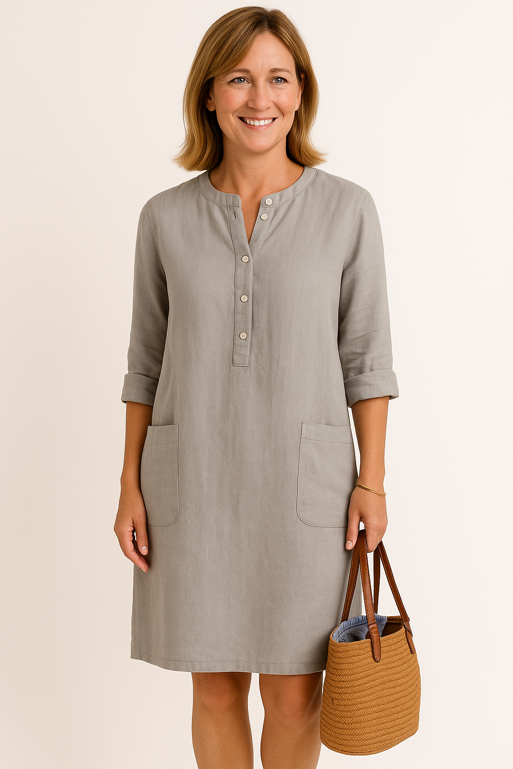 Elle | Linen dress with long sleeves