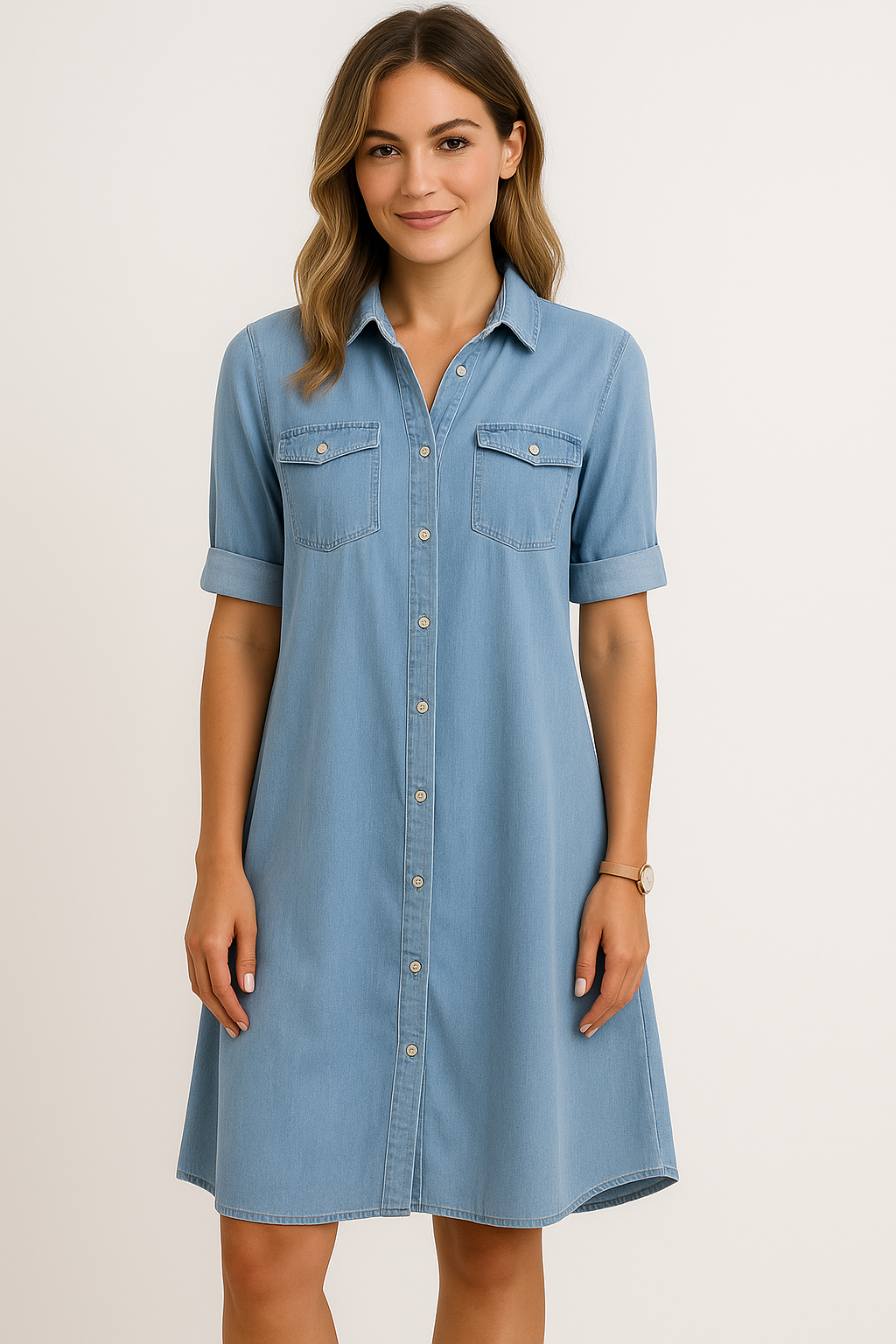 Elle | Casual denim shirt dress