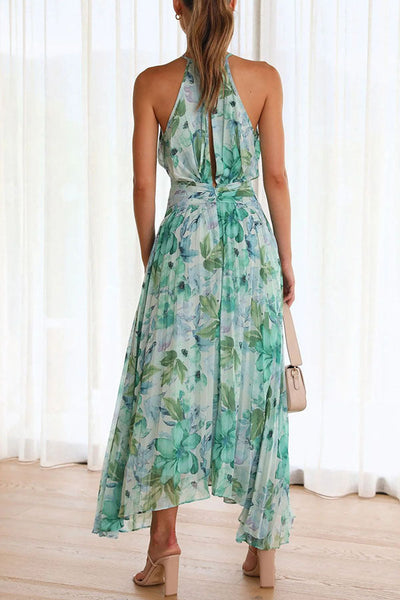 Elle | Elegant pleated floral midi dress