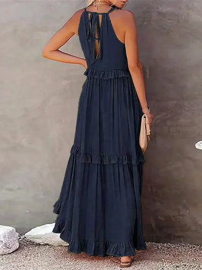 Elle | Maxi dress with halter neck and ruffles