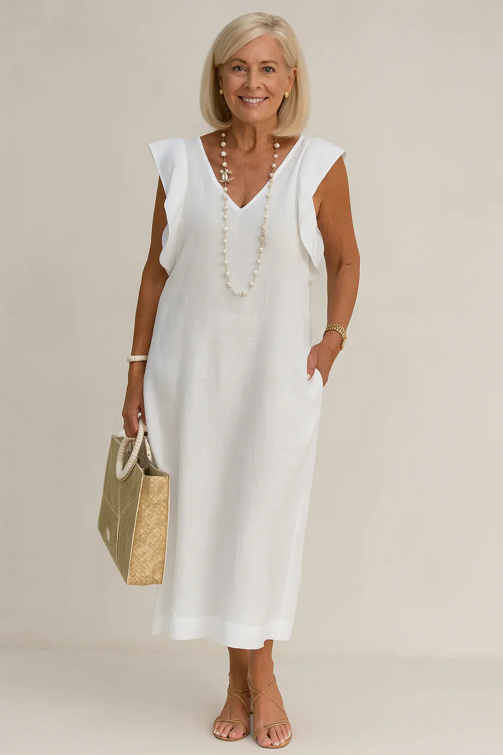 Elle | Elegant sleeveless dress in cotton linen