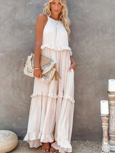 Elle | Maxi dress with halter neck and ruffles