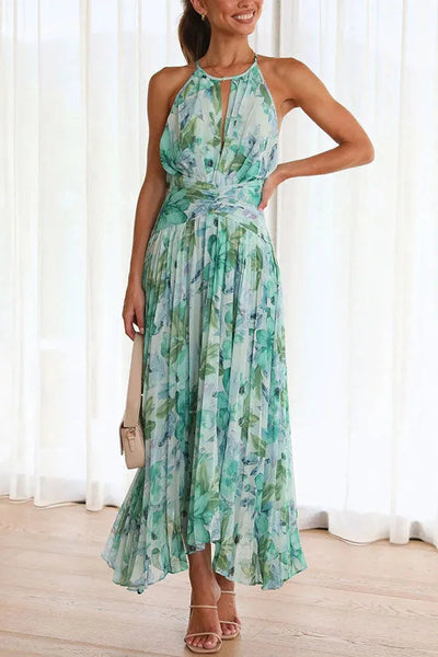 Elle | Elegant pleated floral midi dress