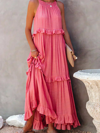 Elle | Maxi dress with halter neck and ruffles