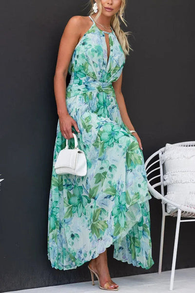 Elle | Elegant pleated floral midi dress