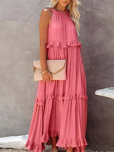 Elle | Maxi dress with halter neck and ruffles