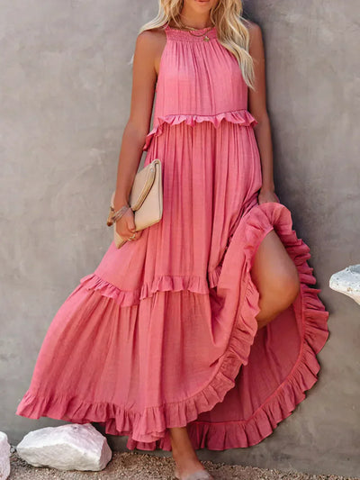 Elle | Maxi dress with halter neck and ruffles