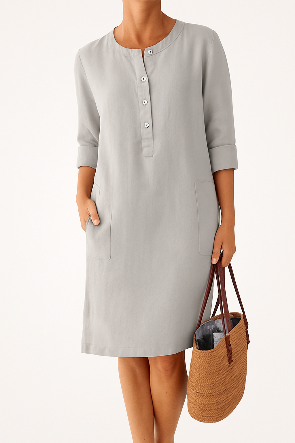 Elle | Linen dress with long sleeves
