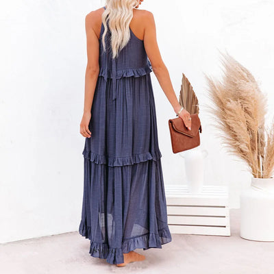 Elle | Maxi dress with halter neck and ruffles