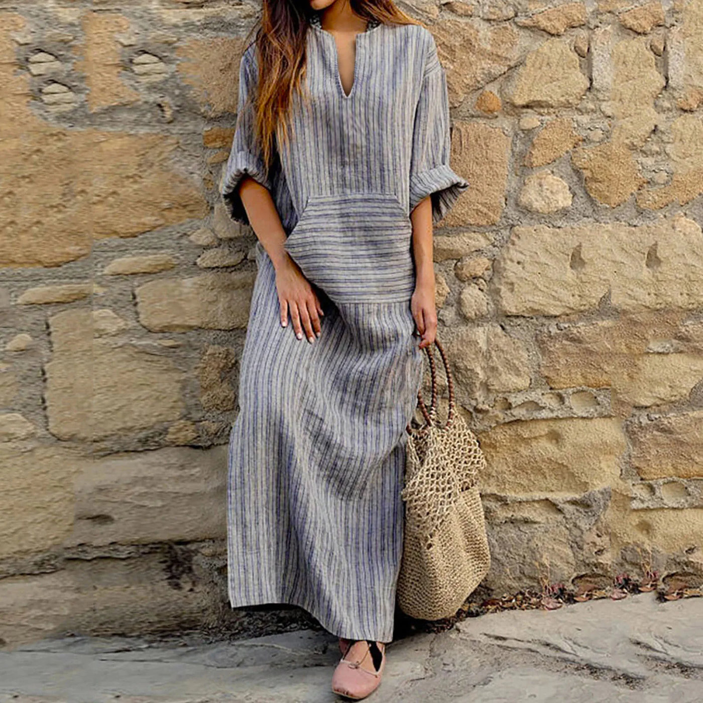Elle | Striped maxi dress in vintage style