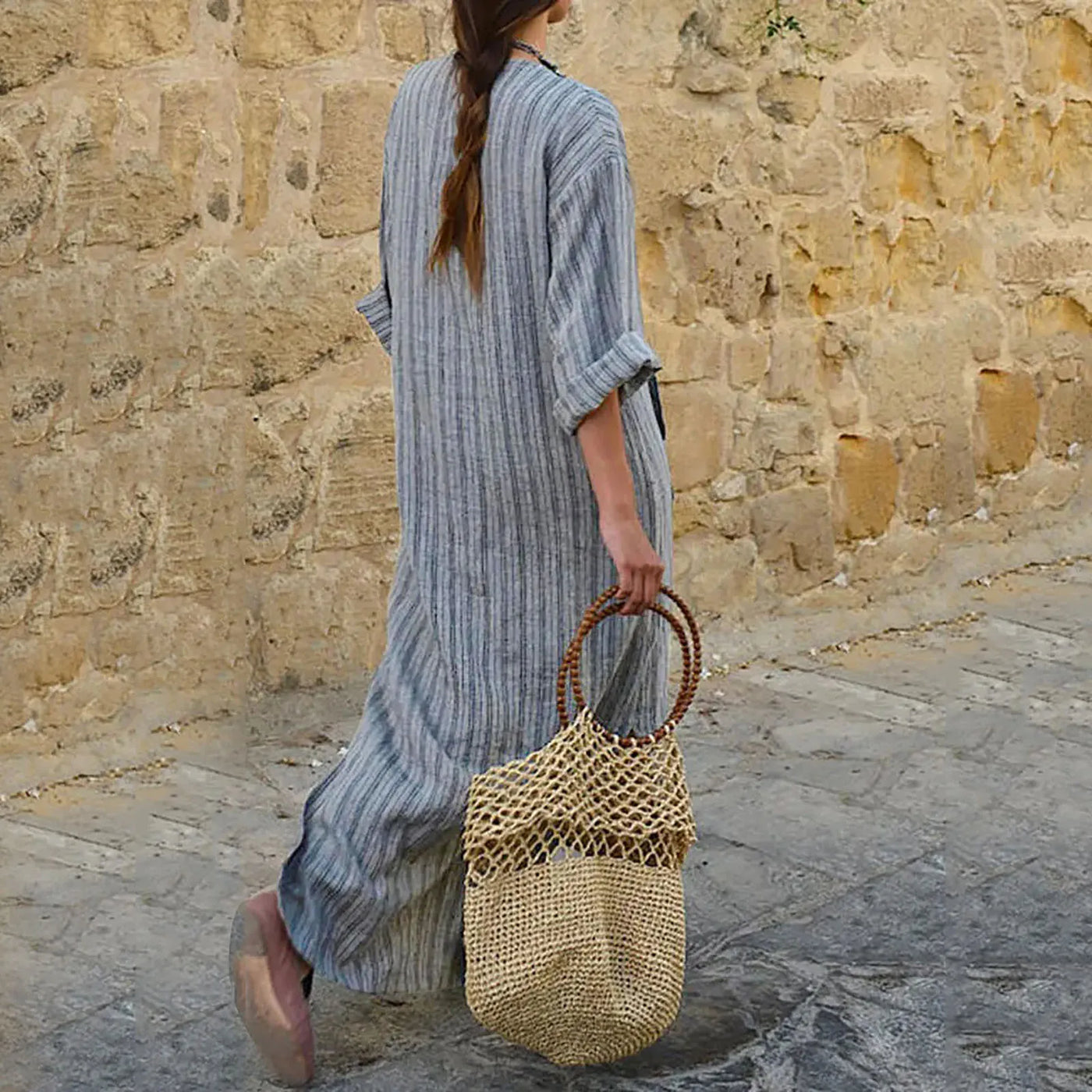 Elle | Striped maxi dress in vintage style