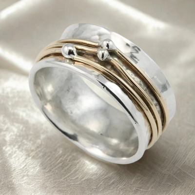 Silver ring with a layer of gold in vintage style