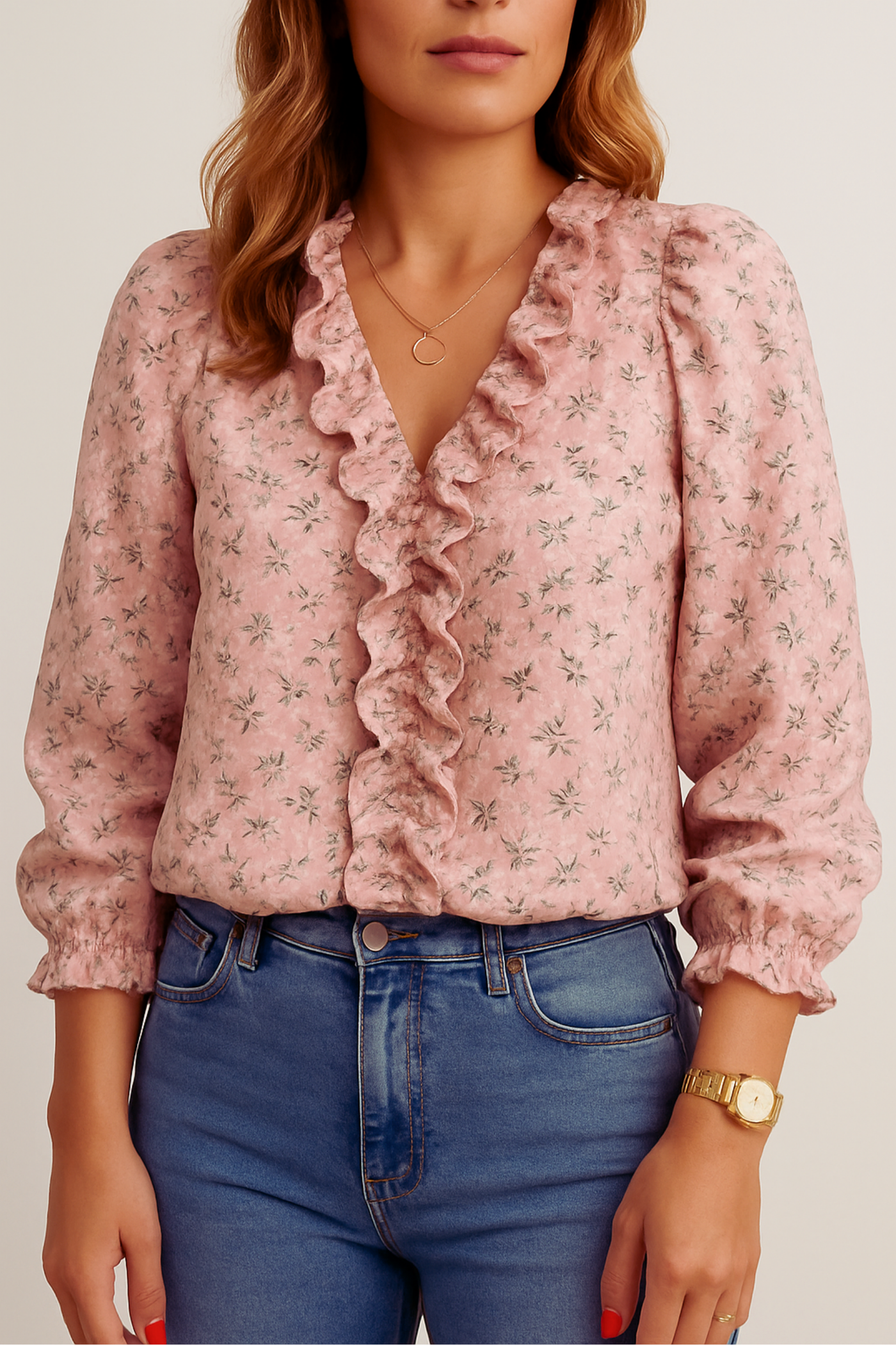 Elle | Floral ruffled blouse
