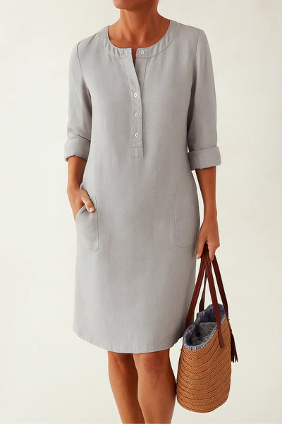 Elle | Linen dress with long sleeves