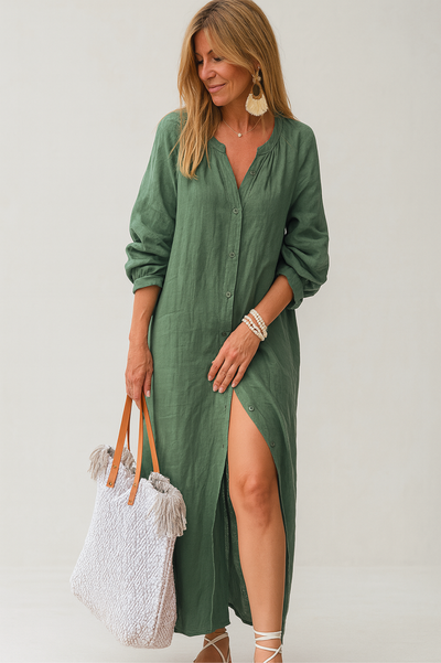 Elle | Loose linen shirt dress
