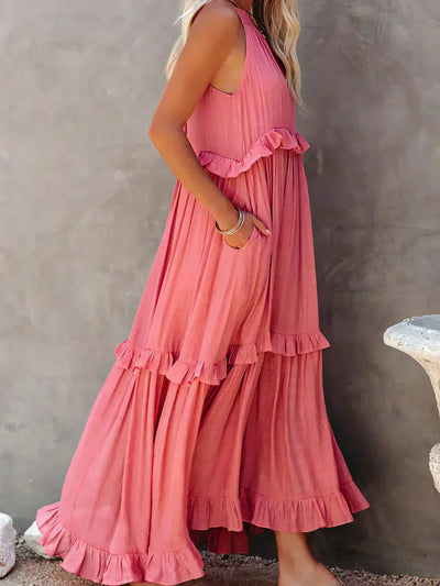 Elle | Maxi dress with halter neck and ruffles
