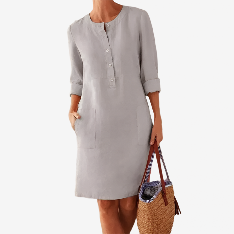 Elle | Linen dress with long sleeves
