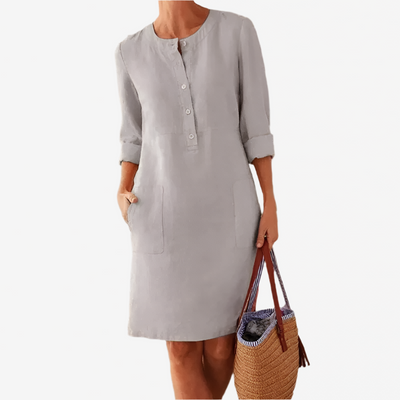 Elle | Linen dress with long sleeves