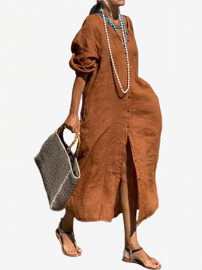 Elle | Loose linen shirt dress